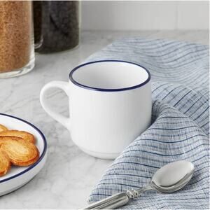 Mainstays 11 oz Blue Rim Stoneware Mug
